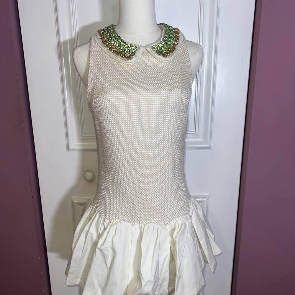 Three Floor Ivory Dress with Sequin Detail
